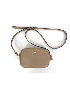 EUC COACH MINI JAMIE CAMERA BAG TAN TAUPE LEATHER CROSSBODY PURSE SMALL